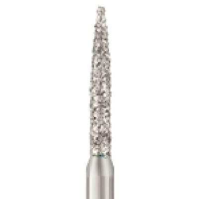 Patterson Disposable Diamond Bur, FG Short Shank, Coarse Grit, Flame Shape, Green Ring, 1.2 mm Diameter, 8.0 mm Length, 25/Pkg, #S862-012C - Patterson Disposable Diamonds – FGSS, 25/Pkg - Coarse, Green, Flame, # S862-012C, 1.2 mm Diameter, 8.0 mm Length - Image 1