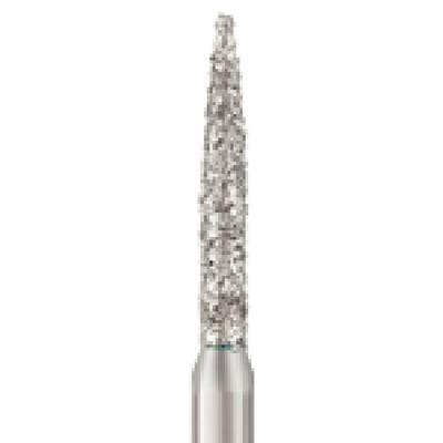 Patterson® Disposable Diamond Bur, FG, Coarse, Green Ring, Flame Shape, 1.2 mm Diameter, 8.0 mm Length, 25/Pkg, #862-012C - Patterson® Disposable Diamonds – FG, Coarse, Green, Flame, 25/Pkg - # 862-012C, 1.2 mm Diameter, 8.0 mm Length - Image 1