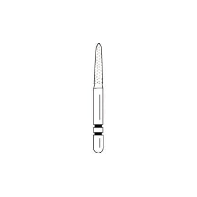 Premier Two Striper Gold-Plated Curettage Diamond Bur, Friction Grip, Medium Grit, Cone Beveled End, 253.SA, 1.6mm Major/0.4mm Minor Diameter, 7mm Length, Pack of 5, #2015609 thumbnail 10