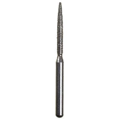 Spring Disposable Diamond Bur, Fine Grit, Flame Shape, #863, Friction Grip, Red Ring, 1.2 mm Diameter, 10 mm Length, 10/Pkg - Spring Disposable Diamonds – Regular FG, Fine, Red, Flame - # 863, 1.2 mm Diameter, 10 mm Length, 10/Pkg - Image 1
