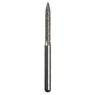 Spring Disposable Diamond Bur, Regular FG, Fine Grit, Red Ring, Flame Shape, #863, 1.4 mm Diameter, 8 mm Length, 10/Pkg - Spring Disposable Diamonds – Regular FG, Fine, Red, Flame - # 863, 1.4 mm Diameter, 8 mm Length, 10/Pkg - Image 1