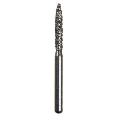 Spring Disposable Diamond Bur, Regular FG, Super Coarse, Black Ring, Flame Shape, #863, 1.4 mm Diameter, 8 mm Length, 10/Pkg - Spring Disposable Diamonds – Regular FG, Super Coarse, Black, Flame - # 863, 1.4 mm Diameter, 8 mm Length, 10/Pkg - Image 1