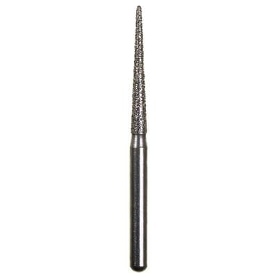 Spring Disposable Diamond Bur, Fine Grit, Cone Round End, #850, 1.4 mm Diameter, 10 mm Length, Friction Grip, Red Ring, 10/Pkg - Spring Disposable Diamonds – Regular FG, Fine, Red, Cone Round End - # 850, 1.4 mm Diameter, 10 mm Length, 10/Pkg - Image 1