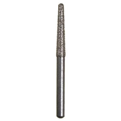 Spring Disposable Diamond Bur, Fine Grit, Cone Round End, Friction Grip, #856, 1.8 mm Diameter, 9 mm Length, Red Ring, 10/Pkg - Spring Disposable Diamonds – Regular FG, Fine, Red, Cone Round End - # 856, 1.8 mm Diameter, 9 mm Length, 10/Pkg - Image 1