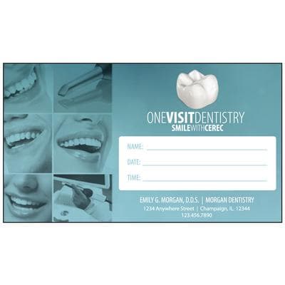 CEREC Appointment Cards, Nonsticker, 3-1/2" W x 2" H, Blue/White, 500/Pkg - CEREC Appointment Cards – 500/Pkg - Nonsticker, 3 1/2" H x 2" H - Image 1