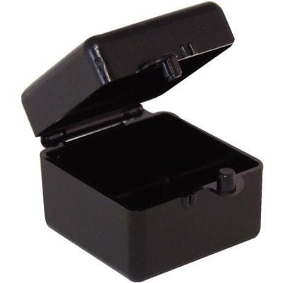 Keystone All Black Rigid C&B Boxes, 1" x 1" x 3/4", Hinged Snap-Type Lid, Box of 1000 thumbnail 3