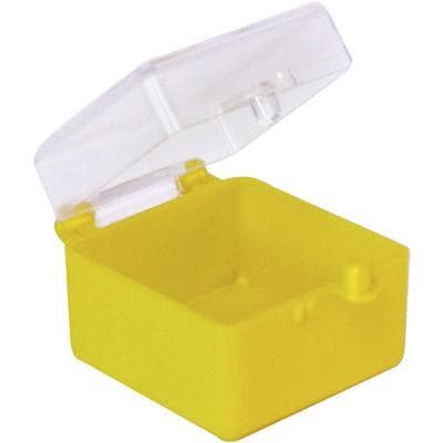 Keystone Yellow/Clear Rigid Crown and Bridge Boxes, 1" x 1" x 3/4", Hinged Snap-Type Lid, 1000/Box thumbnail 2