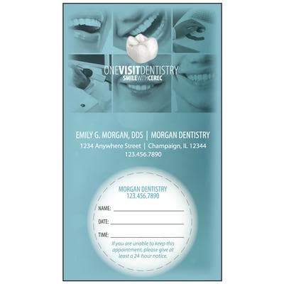 CEREC Appointment Cards, Blue Design, 2" W x 3-1/2" H, 500/Pkg - CEREC Appointment Cards – 500/Pkg - Sticker, 2" W x 3 1/2" H - Image 1