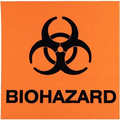 Biohazard Warning Labels, 2" x 2", Black/Orange, 25/Pkg, BWL2 thumbnail 4