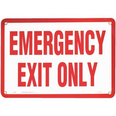 Emergency Glow in the Dark Exit Only Sign, 10" x 7", OSHA/NFPA Compliant, Red & White thumbnail 3