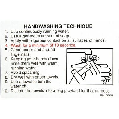 Handwashing Technique Label, Adhesive Backed, 2.75" x 4", 5/Pkg thumbnail 3