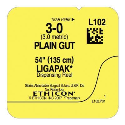 Ethicon Plain Gut Surgical Suture, 3-0, 54", 12/Box, L102G thumbnail 5