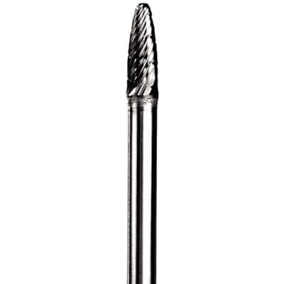 Abbott-Robinson® Tungsten Carbide Lathe Bur, Taper Dual Cut, 1/4" Head Diameter, 1/4" Shank Diameter, Regular Cut, 1/Pkg thumbnail 3