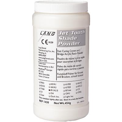 Jet Tooth Shade Self-Curing Acrylic Resin Powder, Shade A3.5 (81), 1 lb Bottle thumbnail 2