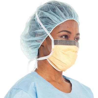 Halyard Fluidshield Fog-Free Surgical Mask with Wraparound Splashguard Visor, ASTM Level 3, Tie-On, Orange, 25/Box, 48247 thumbnail 8