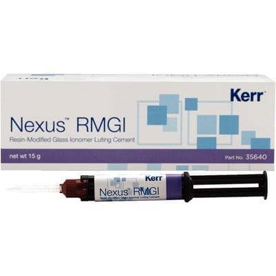 Kerr Nexus RMGI Glass Ionomer Luting Cement, Dual-Mix Syringe Kit, Translucent White, 3 x 5 g Syringes, 24 Tips, 35640 thumbnail 22