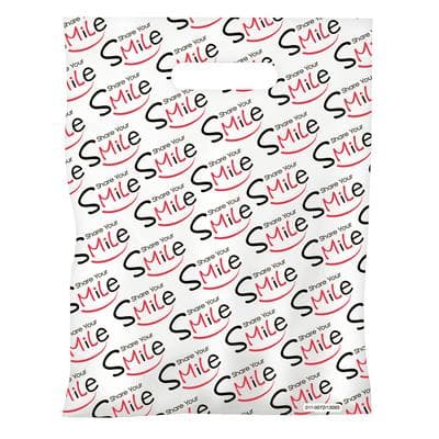 Dental Scatter Bags, Share Your Smile, Black/Red, 7-1/2" W x 10" H, 100/Pkg - Dental Scatter Bags – 100/Pkg - Share Your Smile, Black/Red, 7-1/2 W x 10 H, 100/Pkg - Image 1