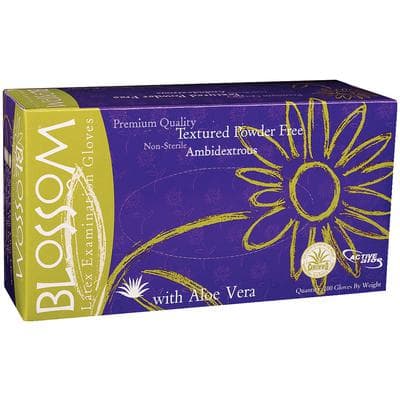 Blossom® Latex Exam Gloves with Aloe Vera, Powder Free, Non-Sterile, Extra Large, 100/Box - Blossom® Latex Exam Gloves with Aloe Vera – Powder Free, 100/Box - Extra Large - Image 1