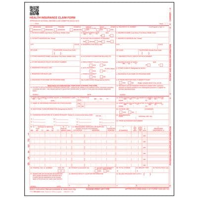 CMS-1500 (02/12) Claim Forms, Single Sheet Bond/Laser Compatible, Nonpersonalized, Nonpadded, 8-1/2" W x 11" H, 500/Pkg thumbnail 2