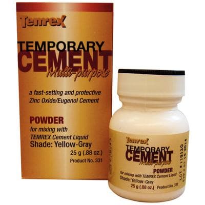 Temrex Zinc-Oxide Eugenol Temporary Cement Powder, Yellow-Gray, 25 g Bottle, Ref 332 thumbnail 3
