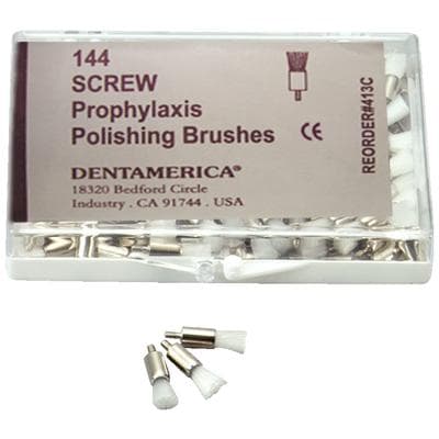 Dentamerica Screw-Type Prophy Brush, Flat Tip, Metal Shank, White, 144/Pkg, #416 thumbnail 10