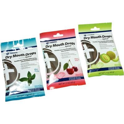 Miradent Xylitol Drops, Assorted Flavors (Mint, Melon, Cherry), Display Box of 12 Pouches (26 Drops per Pouch) thumbnail 5