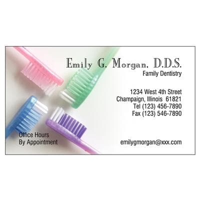 Business Cards, Personalized, Full-Color, 3-1/2" x 2", 500/Pkg - Four Toothbrushes - Business Cards, Personalized, Full-Color Designs, 3-1/2"  x 2", 500/Pkg - Four Toothbrushes - Image 1
