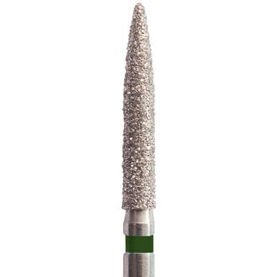 Meisinger Singles Disposable Diamond Bur, FG, Flame, Coarse, Green, 1.8mm Diameter, 10mm Length, #1518.9C, 25/Pk thumbnail 5