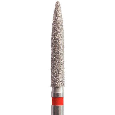 Meisinger Singles Disposable Diamond Bur, FG, Flame, Fine, Red Band, #1518.9F, 1.8mm Diameter, 10mm Length, 25/Pkg thumbnail 5