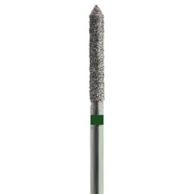 Meisinger Singles Diamond Bur, FG, Long Beveled Cylinder, Coarse, 1.2mm Diameter, 10mm Length, Green Ring, #1812.10C, 25/Pack thumbnail 5