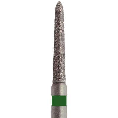 Meisinger Singles Disposable Diamond Bur, FG Friction Grip, Pointed Taper (Torpedo), Coarse (Green), 1.2mm Head Diameter, 8mm Working Length, #1712.8C, 25/Pack thumbnail 6