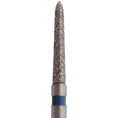 Meisinger Singles Disposable Diamond Bur FG, Pointed Taper (Torpedo) #1712.8M, Medium Grit, Blue Band, 1.2mm Head Diameter, 8mm Working Length, 25/Pack thumbnail 5