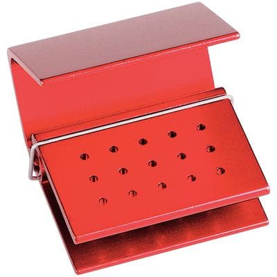 Alpen Autoclavable Bur Block, 15 FG Holes, Red, Anodized Aluminum, with Cover thumbnail 5