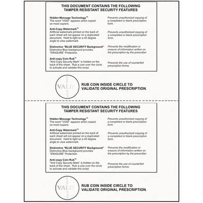 2-Up Security Laser Prescription Blanks, Blue Design, 8.5" x 11" (500 Sheets/Pkg, 1000 Rx/Pkg) - 2-Up Security Laser Blanks - 2-Up - Image 1