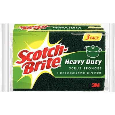 Scotch-Brite Heavy-Duty Scrubber Sponges, 4-1/2" x 2-3/4", Yellow/Green, 3/Pack, MMM HD3 - Scotch-Brite Heavy-Duty Scrubber Sponges – 4-1/2" X 2-3/4", Yellow/Green - Scotch-Brite Heavy-Duty Scrubber Sponges – 4-1/2" X 2-3/4", Yellow/Green - Image 1