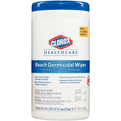 Clorox Healthcare Bleach Germicidal Wipes, 70 Wipes/Box, CLO35309 - Clorox Healthcare Disinfecting Wipes - Image 1