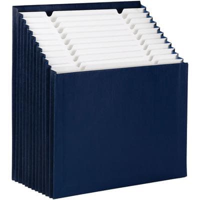 Smead Stadium File, 12 Pocket, 1/3 Cut Tabs, Expands to 7/8", Letter Size, Navy, SMD 70211 - Smead Stadium File, 12 Pocket, 1//3 Cut Tabs, Expands to 7//8", Navy - Smead - Image 1