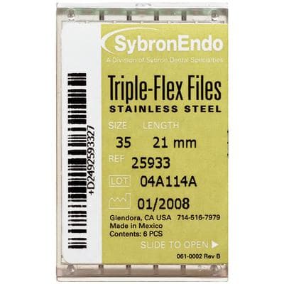 Kerr Triple-Flex Stainless Steel Endodontic Files, #35 (Green), 21mm, 6/Box, 25933 thumbnail 9