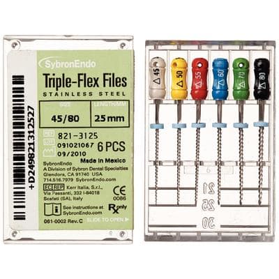 Kerr Triple-Flex Endodontic Files, 25mm, Assorted Sizes #45-80, Stainless Steel, 6/Box, 821-3125 thumbnail 7