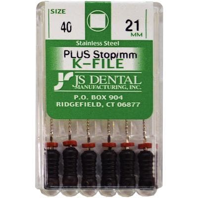 JS Dental K-File Plus #40 (Black), 21mm, Stainless Steel, with Rubber Stop & mm Markings, 6/Box thumbnail 3