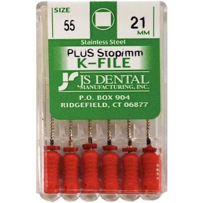 JS Dental K-File Plus #55 Stainless Steel Endodontic File, 21 mm, Red, Pack of 6 thumbnail 3