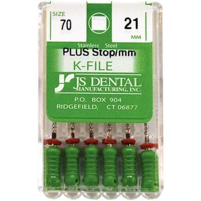 JS Dental K-File Plus #70 (Green), 21mm, Stainless Steel, with Rubber Stop & mm Markings, 6/Box thumbnail 4
