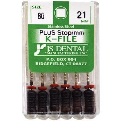 JS Dental K-File Plus #80 (Black), 21mm, Stainless Steel, with Rubber Stop & mm Markings, 6/Box thumbnail 3