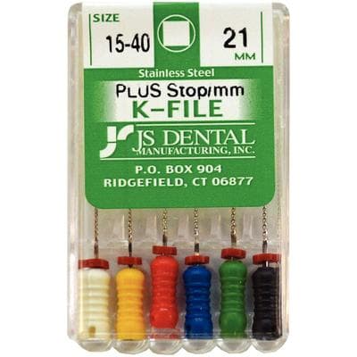 JS Dental SS K-File Plus with Rubber Stops, Stainless Steel, Assorted Sizes 15-40, 21mm, 6/Box thumbnail 3