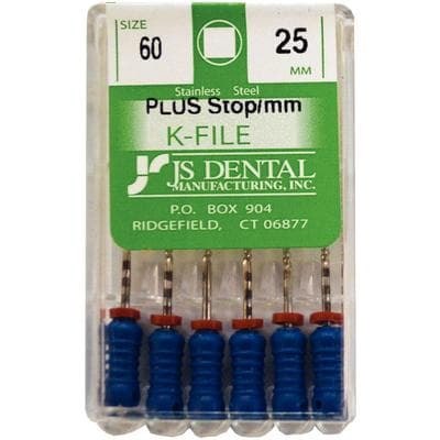 K-Files Plus #60 (Blue) Stainless Steel Endodontic Hand Files, 25mm, 6/Box thumbnail 2