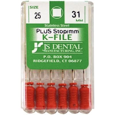 JS Dental K-File Plus #25, 31mm, Stainless Steel, with Rubber Stops & mm Markings, 6/Box thumbnail 5