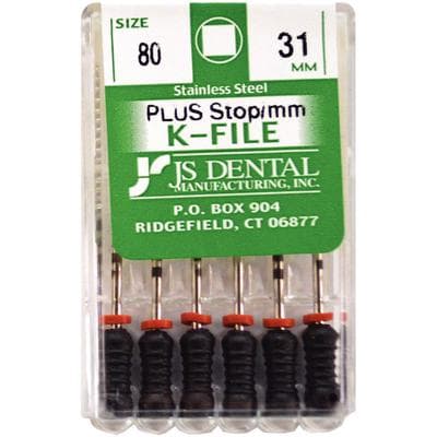 JS Dental K-Files PLUS Stainless Steel Endodontic Hand Files, 31mm, Size #80, Black, 6/Box thumbnail 3