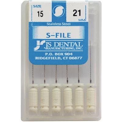 JS Dental S-File Endodontic Hand File, Size #15, 21mm, White, Stainless Steel, 6/Pack thumbnail 4