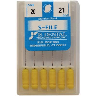 JS Dental S-File #20 (Yellow) 21mm Endodontic Hand File, Pack of 6 thumbnail 4