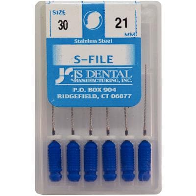 JS Dental S-File #30, 21mm, Blue, Pack of 6 thumbnail 4